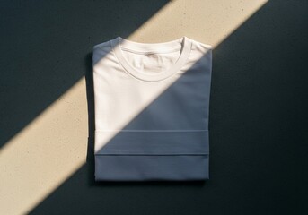 Simple White TShirt Mockup Flat Lay Sunlight Minimalist Design