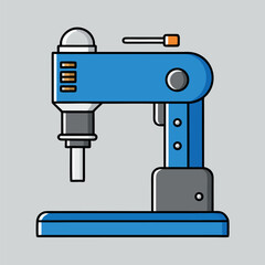 Modern industrial rig design with outlined details in blue and silver tones