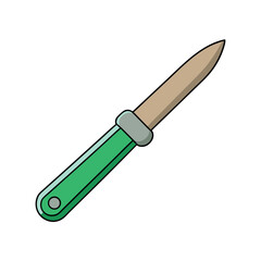 Fototapeta premium Sharp scoring knife with silver tip and green handle illustration