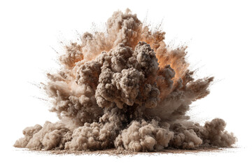 Massive explosion of light brown dust and debris