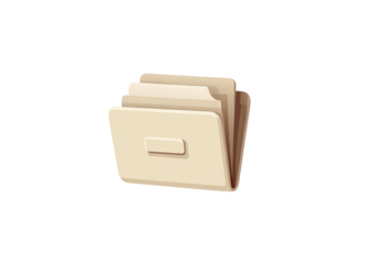 A light beige file folder icon, depicting stacked documents.  Simple, stylized design.  Flat graphic.  Organized documents