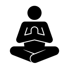 Set of stick figures, yoga classes and lotus pose on white background, flat vector illustration.
