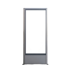 Display stand for advertising in a modern retail setting, designed for showcasing promotional content effectively