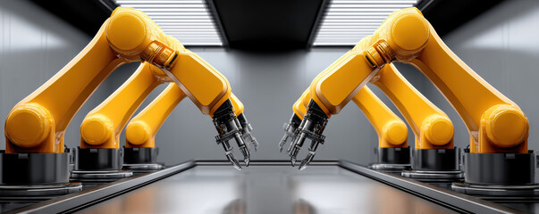Automated robotic arms in cleanroom environment showcase advanced technology and precision in manufacturing processes
