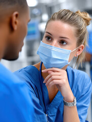 Serious discussion occurs between healthcare professional and patient, highlighting importance of communication in medical settings