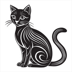 cat sitting silhouette vector