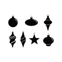 Christmas ornaments silhouettes vector set festive holiday decorations xmas tree baubles icons