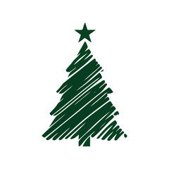 Obraz premium Hand drawn christmas tree vector illustration festive holiday pine winter season graphic