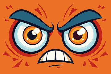 Furious cartoon face with big eyes and gritted teeth