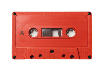 Obraz premium Vintage red cassette tape. Cut out PNG