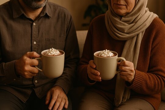 Warm cozy drinks together