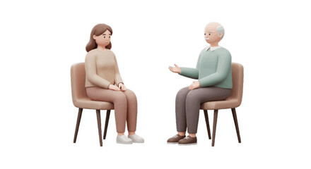 3D vector of patient in therapy session plain white background