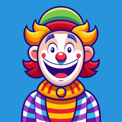 Happy cartoon clown with colorful outfit and big smile