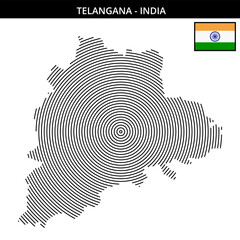 Geographic map of Telangana showcasing its unique circular design © puruan