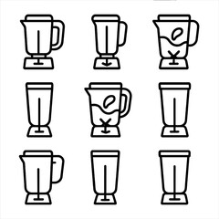 Blender appliance set splash blending ergonomic icon container vector nozzle simple jar