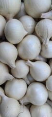 Harvest of White Onions Showcasing a Bountiful Crop in Close-Up During the Peak Growing Season