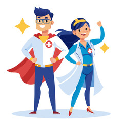 Superhero doctors and nurses saving the day