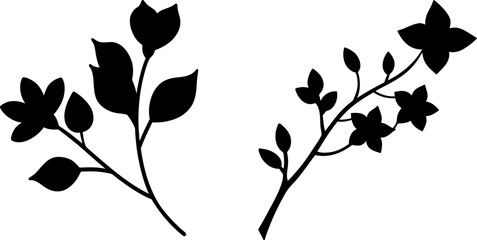 Naklejka premium Tree branch black silhouettes set, Set of tree branches, tree branch collections, Vector of tree branches, tree branch silhouette, tree branch isolated on white background