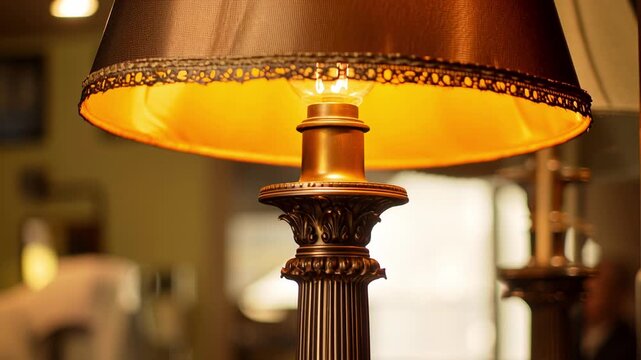 Cozy nighttime scene with bedside furniture and a softly glowing lamp creating a tranquil mood.