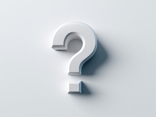 Exploring curiosity a minimalist white question mark in an abstract space digital art clean environment close-up view