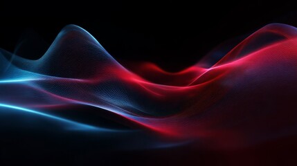 Obraz premium Abstract red and blue waves colliding in darkness, representing illness and discomfort.