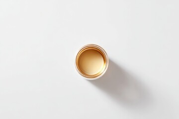 Minimalist design showcases top view of circular cup with warm t