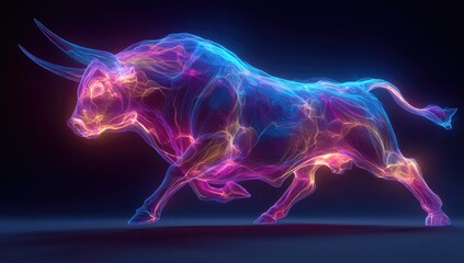 Abstract bull graphic, vibrant colors