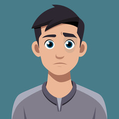 Sad young man with dark circles under his eyes