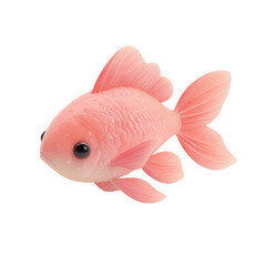 3d illustration of cute pink goldfish toy isolated on transparent background