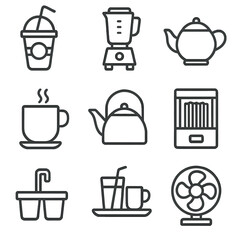 Fototapeta premium Holder vector blender cooling kettle street beverage metal cup juice hot icons