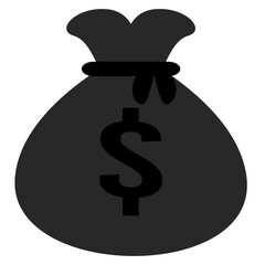 The icon of a tightly tied sack symbolizes safekeeping, savings, or collected funds, used to symbolize financial value in general.