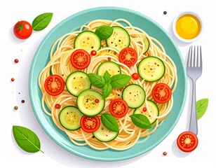 Fresh and healthy Italian vegetable salad with tomato, cucumber, mozzarella cheese, and basil