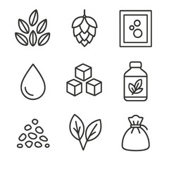 Icon sugar malt brewing icons hops flavoring spice packet vector ingredients herbs