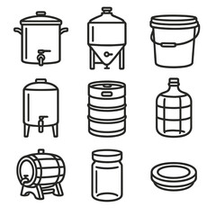 Brewing jar plastic icon glass kettle vector containers fermenter stainless icons sample