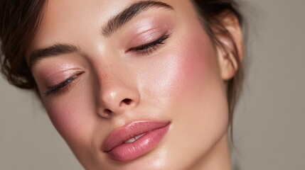 Obraz premium Soft Pink Glow Enhances Rosy Cheeks and Hydration Shimmer Inviting a Personalized Message