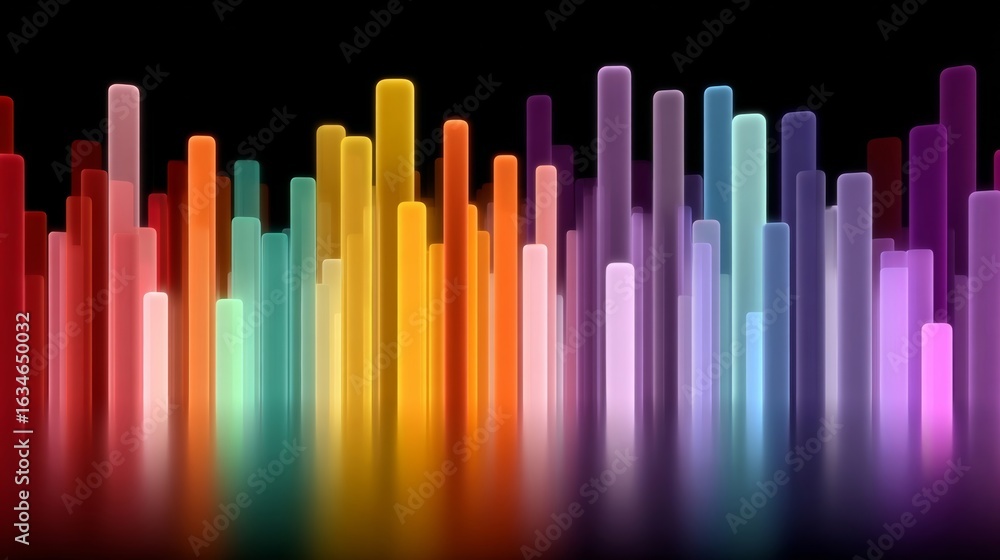 Poster colorful image of a rainbow with a black background. the rainbow is made up of many different colore