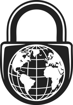 Secure website icon, padlock symbol, globus, internet security, data protection