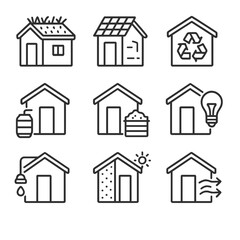 Fototapeta premium Vector rain panel shed led natural friendly ventilation eco icon thermal system