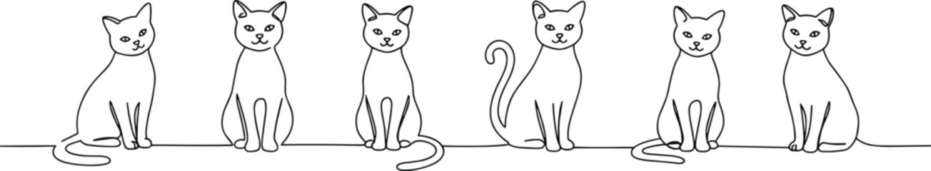 Minimalist cat line art, cute kitten sitting outline, continuous one line drawing, black white cat illustration, modern animal design