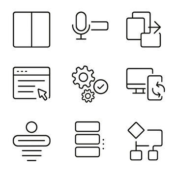 Screen reply multitasking input task parallel decision vector icon smart floating set