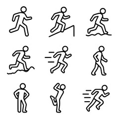 Pose stance running icons slow icon vector stretching pace rest motion