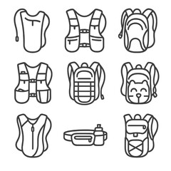 Naklejka premium Kids vector hydration daypack ergonomic pack tactical icons icon convertible design