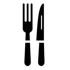 Elegant Fork and Knife Silhouette Graphic for Culinary Themes and Food Related Designs on a Clean White Background