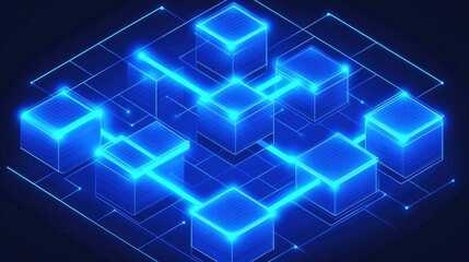 Obraz premium Abstract Network of Interconnected Data Cubes