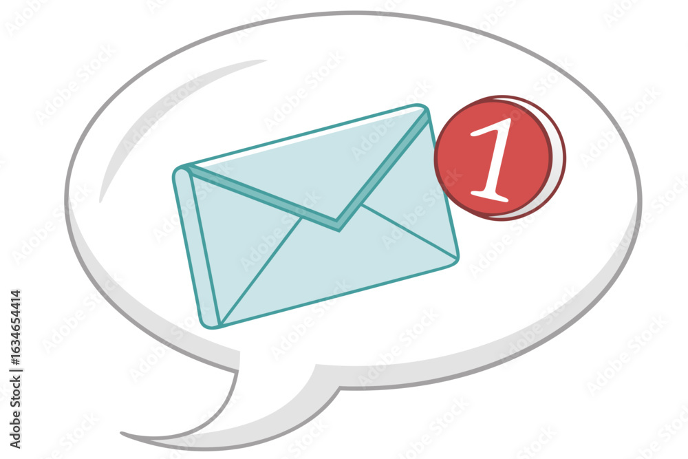 Poster vector art of a new email notification with a speech bubble indicating an unread message in a digita