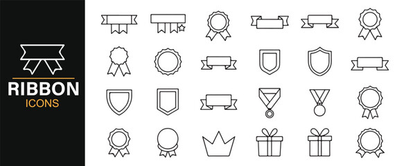 Set of Icons for Awards, Trophies, Ribbons, and Gifts - Celebrating Achievement
