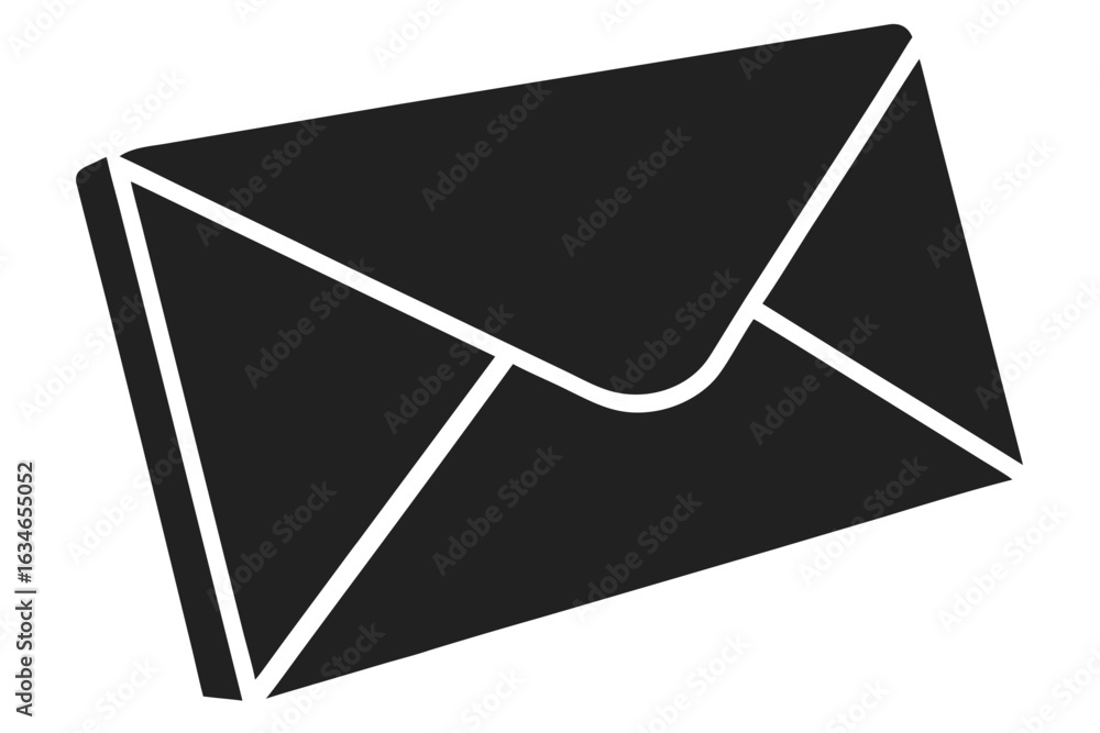 Poster vector art of simple black and white vector illustration of a closed envelope representing mail and 