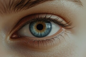 Captivating Blue Green Iris Detailed Macro Shot of a Human Eye Showing Iris Pigmentation and Pupil