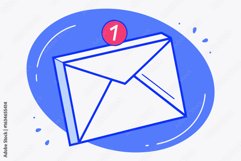 Poster vector art of a simple illustration of an email notification with a new message in the inbox, symbol