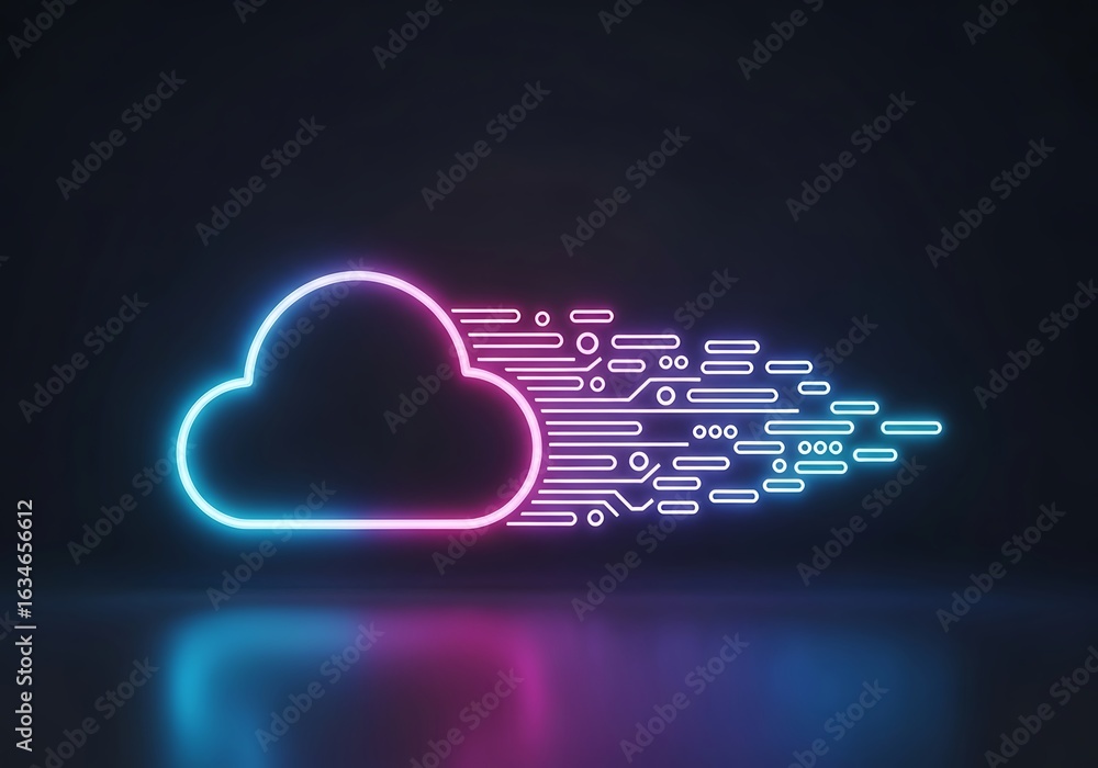 Aufkleber glowing cloud computing neon icon representing data technology concept